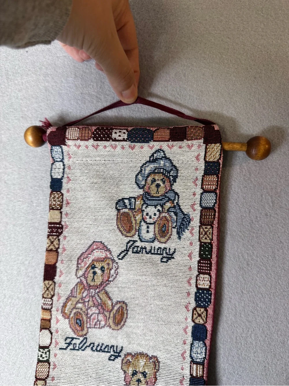 Vintage Teddy Bear Months of the Year Wall Hanging Tapestry